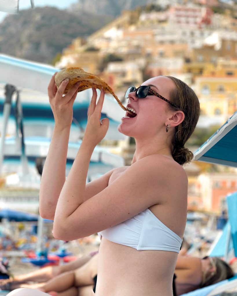Things to do in Positano: Pizza on the beach at Spiaggia Grande
