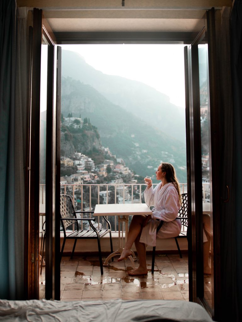 View from a hotel balcony in Positano, Italy